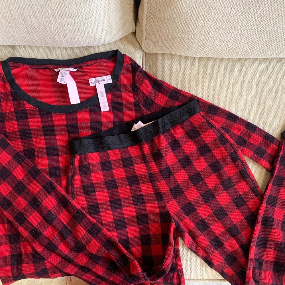 Victoria’s Secret New red black buffalo print pajamas NWT